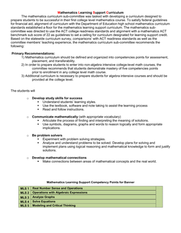 Learning Support Competencies-Math