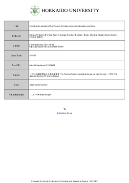 Growth and Maturation of Pacific Saury Cololabis Saira Under Laboratory Conditions