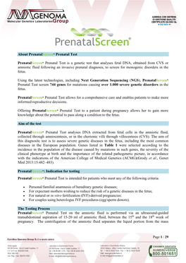 Prenatalscreen® Standard Technical Report