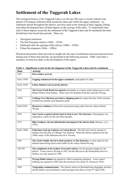 Settlement of the Tuggerah Lakes