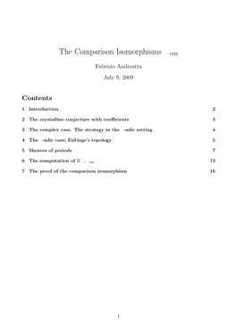 The Comparison Isomorphisms Ccris