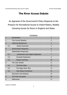 The River Access Debate