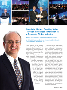 Specialty Metals: Creating Value Through Relentless Innovation in a Dynamic, Global Industry