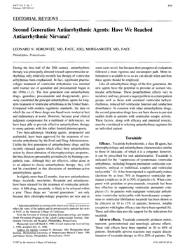 Second Generation Antiarrhythmic Agents: Have We Reached Antiarrhythmic Nirvana?