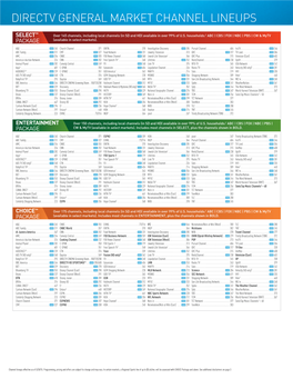 Directv General Market Channel Lineups