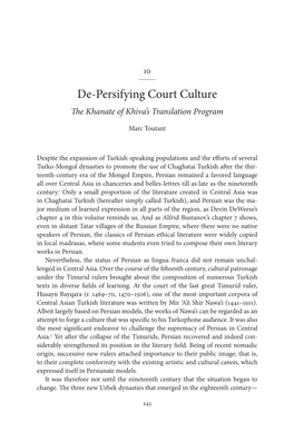 De-Persifying Court Culture the Khanate of Khiva’S Translation Program