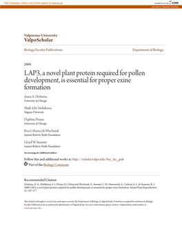 LAP3, a Novel Plant Protein Required for Pollen Development, Is Essential for Proper Exine Formation Anna A