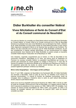 Election De Didier Burkhalter Au Conseil Fédéral