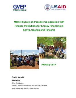 Market Survey on Possible Co-Operation with Finance Institutions for Energy Financing in Kenya, Uganda and Tanzania