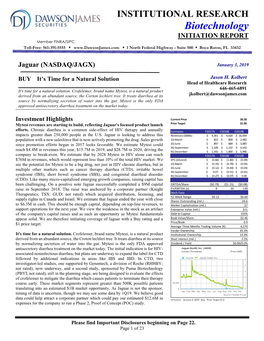 Biotechnology INITIATION REPORT Member FINRA/SIPC