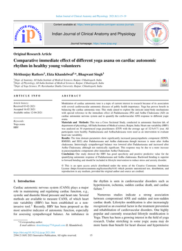 Comparative Immediate Effect of Different Yoga Asana on Cardiac Autonomic Rhythm in Healthy Young Volunteers