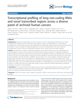 Transcriptional Profiling of Long Non-Coding Rnas and Novel