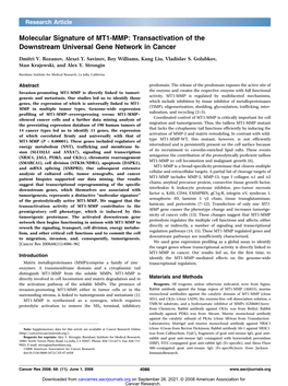 Molecular Signature of MT1-MMP: Transactivation of the Downstream Universal Gene Network in Cancer