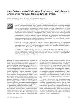 Paleocene Freshwater, Brackish-Water and Marine Molluscs from Al-Khodh, Oman