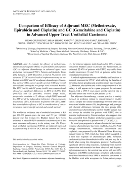 In Advanced Upper Tract Urothelial Carcinoma