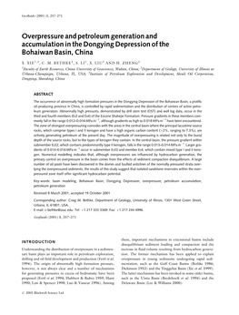 Overpressure and Petroleum Generation and Accumulation in the Dongying Depression of the Bohaiwan Basin, China