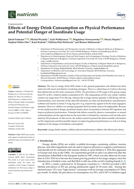 Effects of Energy Drink Consumption on Physical Performance and Potential Danger of Inordinate Usage