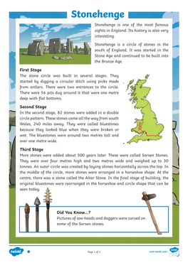 Reading – Stonehenge Comprehension