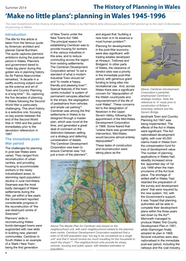 'Make No Little Plans': Planning in Wales 1945-1996