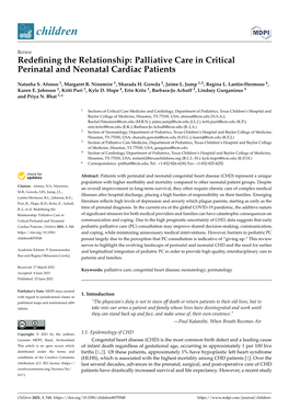 Palliative Care in Critical Perinatal and Neonatal Cardiac Patients