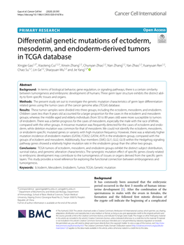 Differential Genetic Mutations of Ectoderm, Mesoderm, And