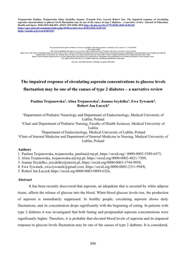 The Impaired Response of Circulating Asprosin Concentrations to Glucose Levels Fluctuation May Be One of the Causes of Type 2 Diabetes – a Narrative Review