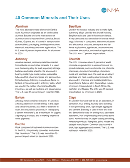 Fact Sheet: 40 Common Minerals and Their Uses