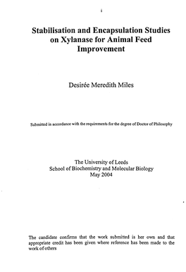 Stabilisation and Encapsulation Studies on Xylanase for Animal Feed Improvement