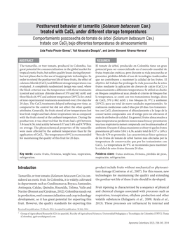 Postharvest Behavior of Tamarillo (Solanum Betaceum Cav.)