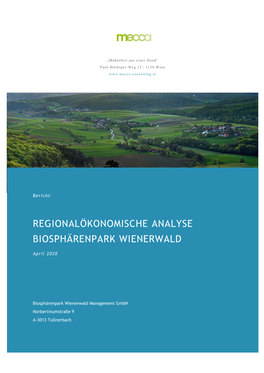 Regionalökonomische Analyse Biosphärenpark Wienerwald