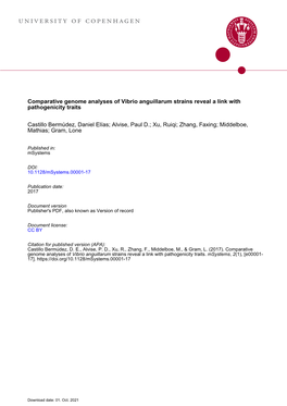 Comparative Genome Analyses of Vibrio Anguillarum Strains Reveal a Link with Pathogenicity Traits