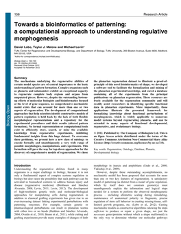 Towards a Bioinformatics of Patterning: a Computational Approach to Understanding Regulative Morphogenesis