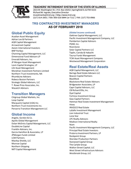 Trs Contracted Investment Managers As of February 2018