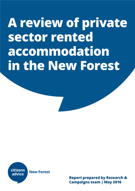 A Review of Private Sector Rented Accommodation in the New Forest