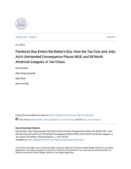 Pandora's Box Enters the Batter's Box: How the Tax Cuts and Jobs Act's Unintended Consequence Places MLB, and All North American Leagues, in Tax Chaos