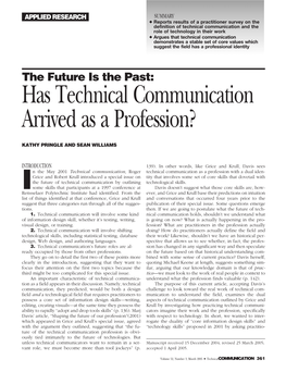 Has Technical Communication Arrived As a Profession?