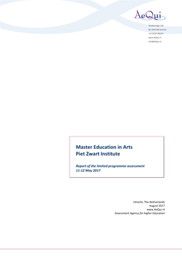 Master Education in Arts Piet Zwart Institute