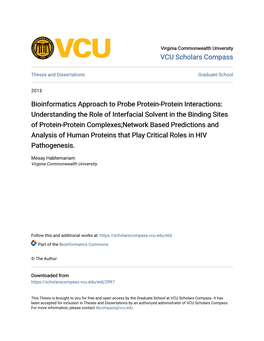 Bioinformatics Approach to Probe Protein-Protein Interactions