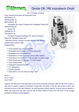 Droids D6 / R6 Astromech Droid