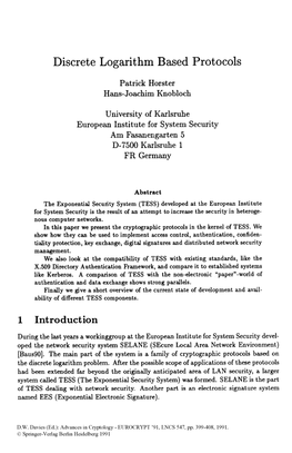 Discrete Logarithm Based Protocols