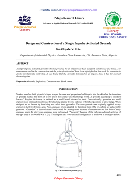 Design and Construction`Of a Single Impulse Activated Grenade