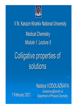 Colligative Properties of Solutions