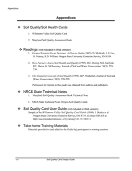 Appendices Soil Quality/Soil Health Cards