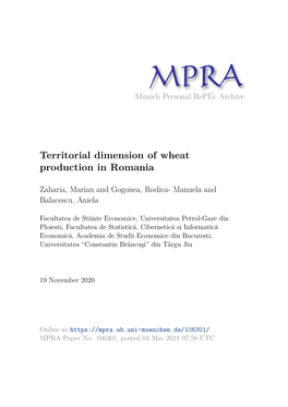 Territorial Dimension of Wheat Production in Romania