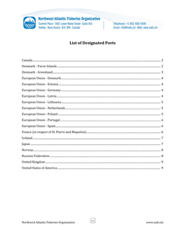 List of Designated Ports