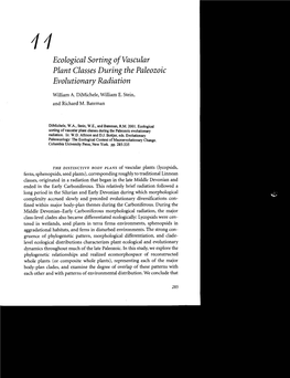 Ecological Sorting of Vascular Plant Classes During the Paleozoic Evolutionary Radiation