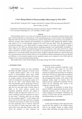 A New Slicing Method of Monocrystalline Silicon Ingot by Wire EDM