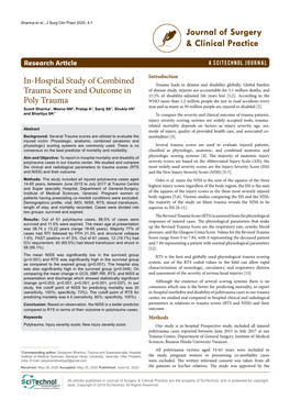 In-Hospital Study of Combined Trauma Score and Outcome in Poly Trauma