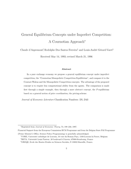 General Equilibrium Concepts Under Imperfect Competition: a Cournotian Approach∗