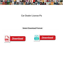 Car Dealer License Pa